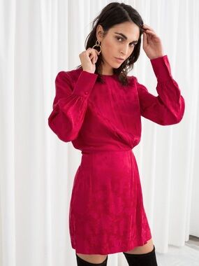 & Other Stories Fuchsia Long-Sleeve Mini Dress